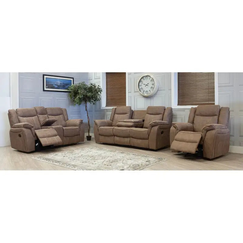 Brooklyn Fabric Reclining Sofa Range - Charcoal / Hazel