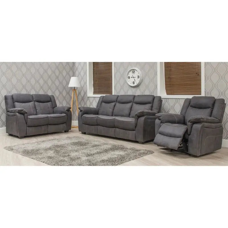 Brooklyn Fabric Reclining Sofa Range - Charcoal / Hazel /