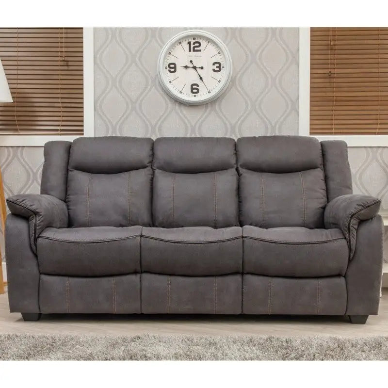 Brooklyn Fabric Reclining Sofa Range - Charcoal / Hazel /