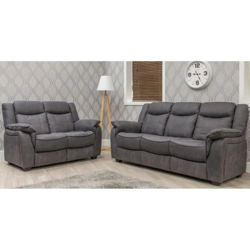 Brooklyn Fabric Reclining Sofa Range - Charcoal / Hazel /