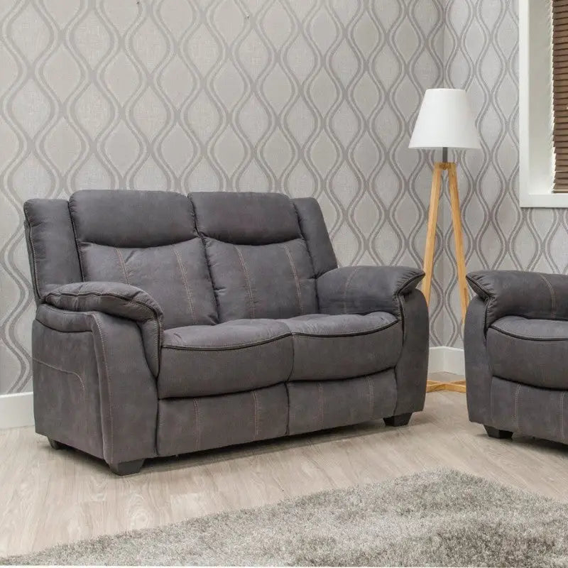 Brooklyn Fabric Reclining Sofa Range - Charcoal / Hazel /