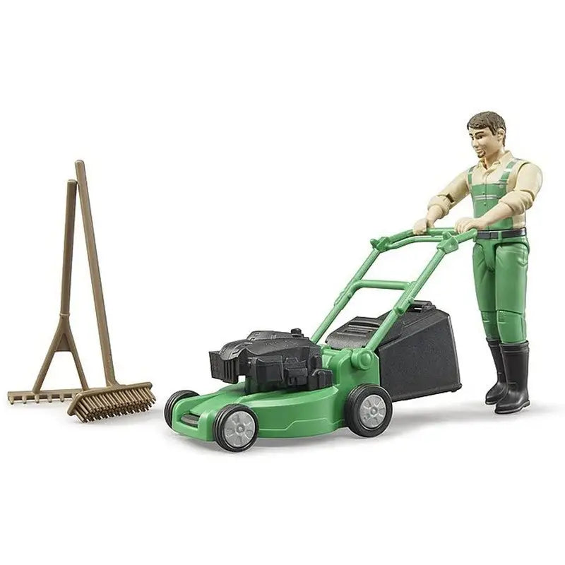 Bruder Gardener With Mower & Accessories 1:16 Scale - Toys
