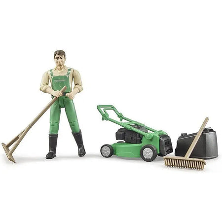 Bruder Gardener With Mower & Accessories 1:16 Scale - Toys