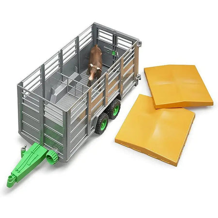Bruder Livestock Trailer With 1 Livestock Cow 1:16 Scale -