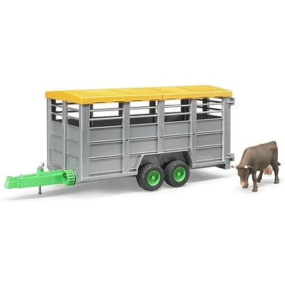 Bruder Livestock Trailer With 1 Livestock Cow 1:16 Scale -