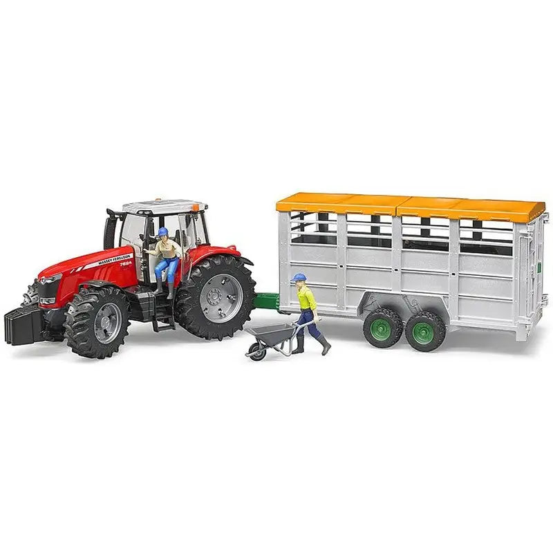 Bruder Livestock Trailer With 1 Livestock Cow 1:16 Scale -