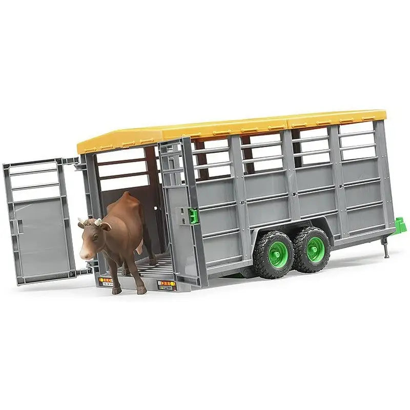 Bruder Livestock Trailer With 1 Livestock Cow 1:16 Scale -