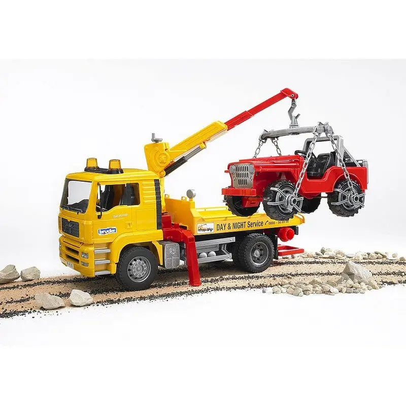 Bruder Man Tga Tow Truck With Off Road Vehicle - Toys