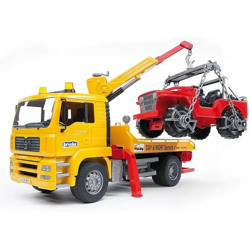 Bruder Man Tga Tow Truck With Off Road Vehicle - Toys