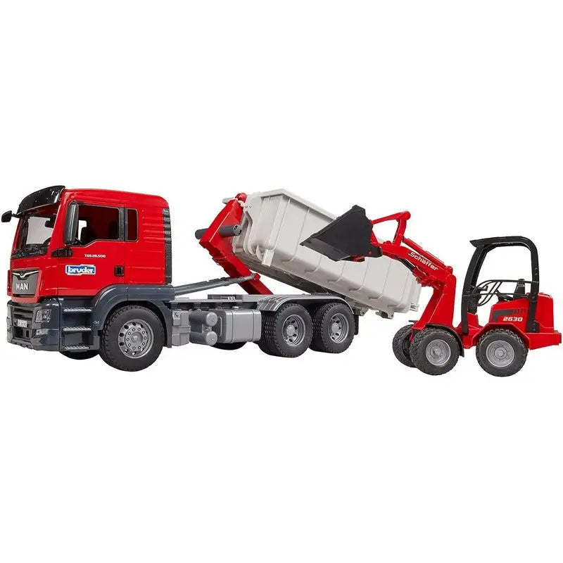 Bruder Man TGS Truck With Roll Off Shaffer 2630 - Toy Truck