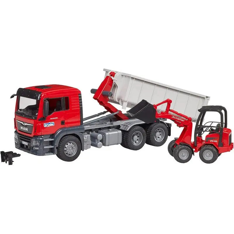 Bruder Man TGS Truck With Roll Off Shaffer 2630 - Toy Truck