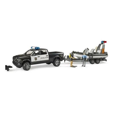 Bruder RAM 2500 Police With Boat & Trailer With 2 Figures