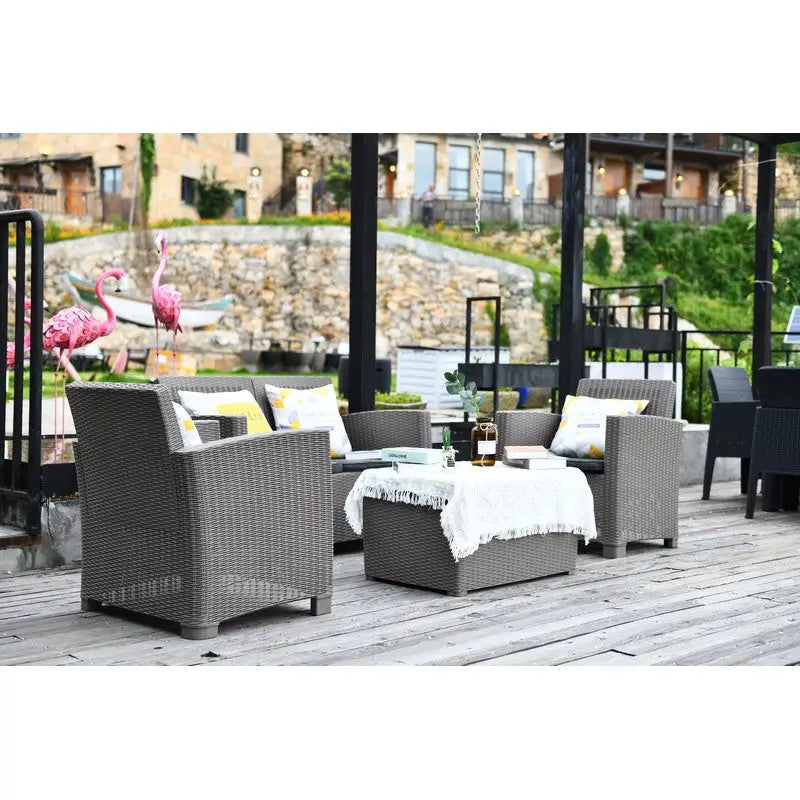 Budapest Weatherproof Rattan Garden Coffee Table Set -
