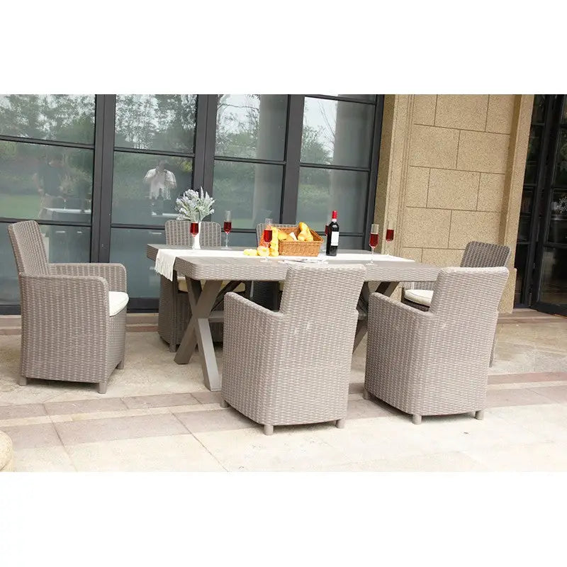 Budapest Weatherproof Rattan Outdoor Garden Dining Set - 7