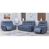 Cadis Full Leather Sofa Suite - Light Grey / Blue - Assorted