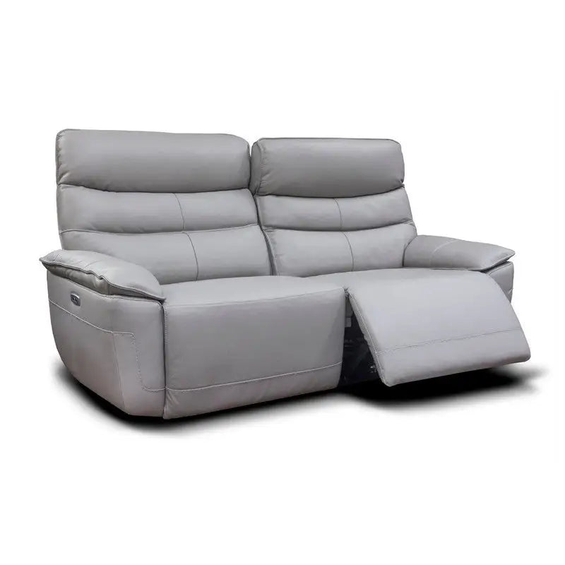 Cadis Full Leather Sofa Suite - Light Grey / Blue - Assorted