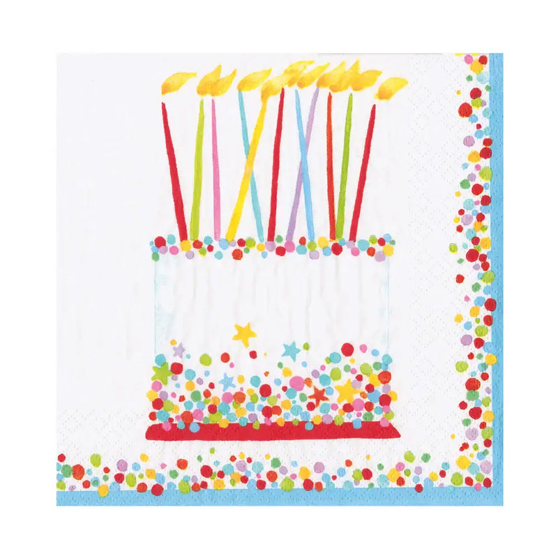 Caspari Birthday Cake Napkins - 20 Luncheon Per Pack