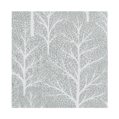 Caspari Luncheon Napkin - Silver / White Winter Trees (20