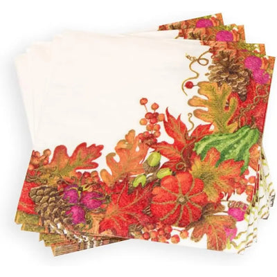 Caspari Napkin - Harvest Garland White (20 Pack) - Seasonal
