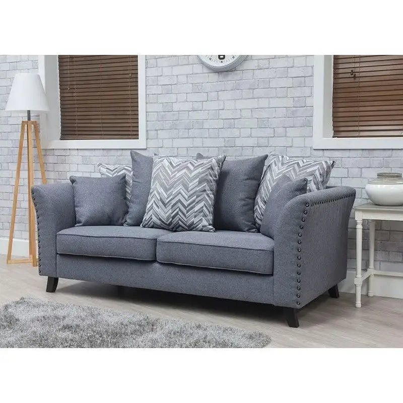 Cassia Fabric Modern Sofa Suite Range - Grey - 3 Seater -