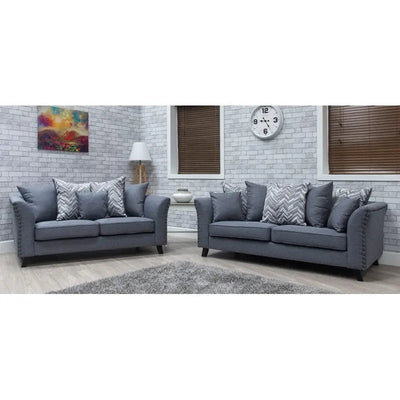 Cassia Fabric Modern Sofa Suite Range - Grey - Sofas