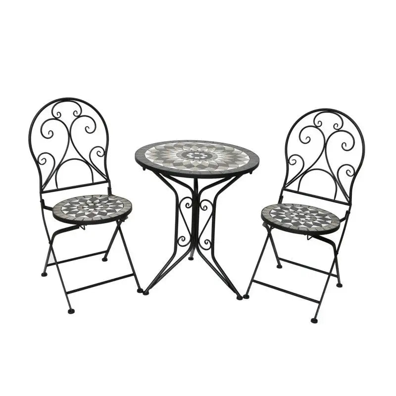 Ceramic Bistro Garden Furniture 3 Piece Set - Ash - Garden &