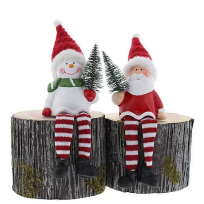 Ceramic Santa / Snowman Shelf Sitter 23cm (1 Sent) -