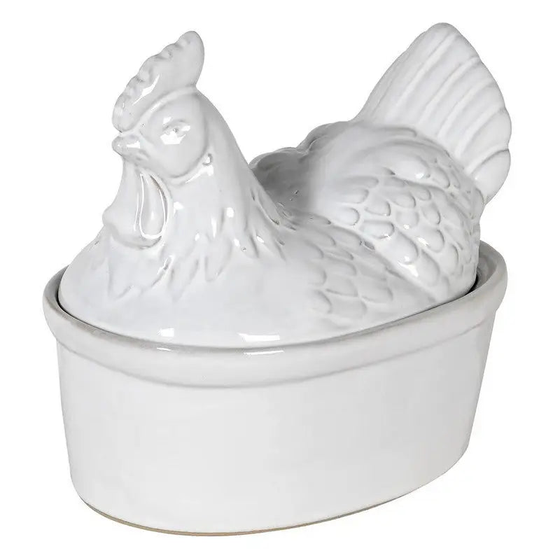Ceramic White Hen Egg Holder - 19 x 20 x 14cm - Ornament