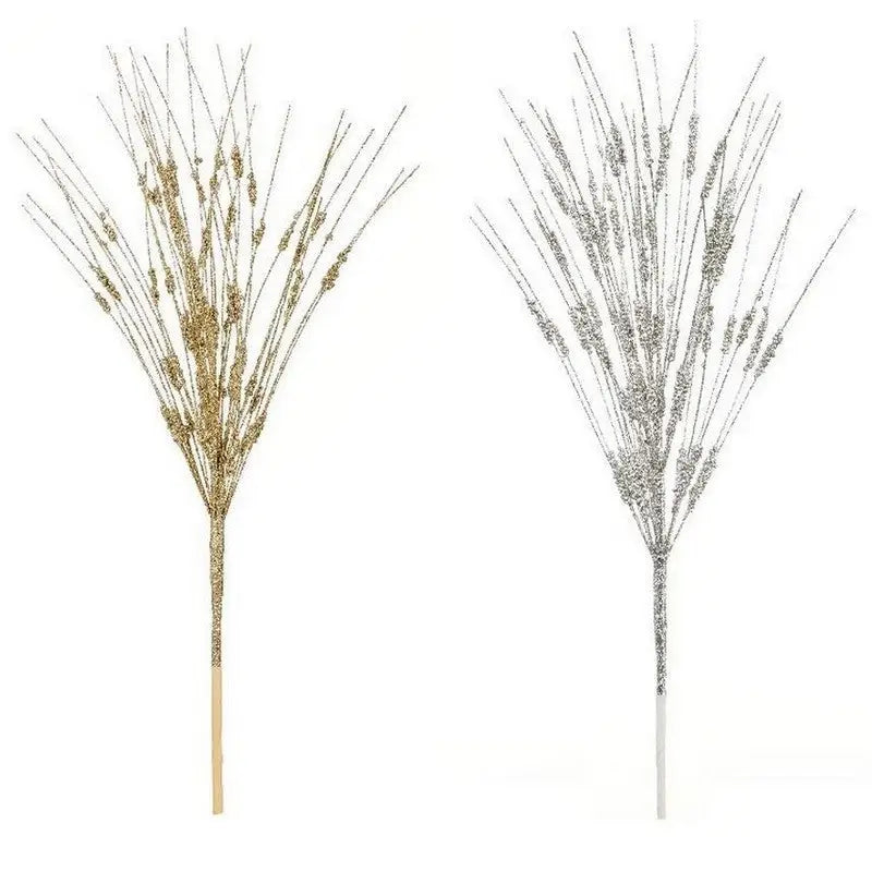 Champagne Beaded Glitter Burst Spray 43cm - Gold and Silver