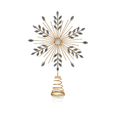 Champagne Gold Wire Snowflake Tree Topper 30cm - Seasonal &