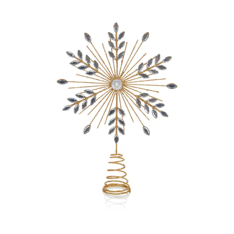 Champagne Gold Wire Snowflake Tree Topper 30cm - Seasonal &