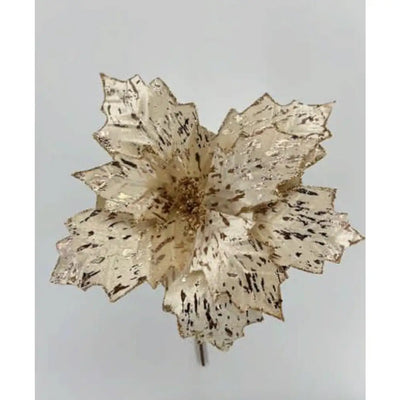 Champagne Poinsettia With Glitter Stem 29cm - Seasonal &