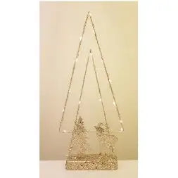 Champagne Sparkle Wire Tree Decor With Lights 40cm -