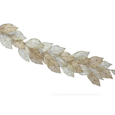 Champagne With Gold Glitter And Leaf Garland 118cm -