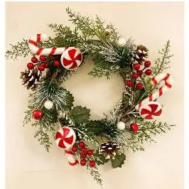 Christmas Candy Cane Small Wreath 30x8cm - Seasonal >>
