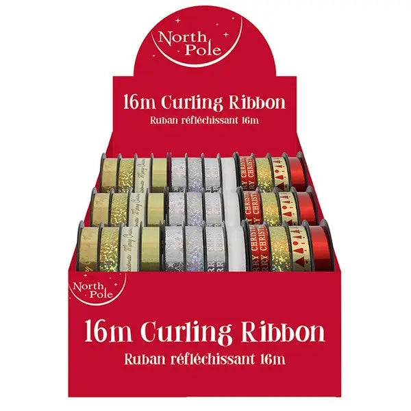 Christmas Curling Ribbon 4x4m (1 x 4 Pack SENT - 3 COLOURS