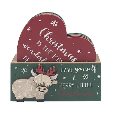 Christmas Highland Cow Coasters Set - Seasonal >> Christmas