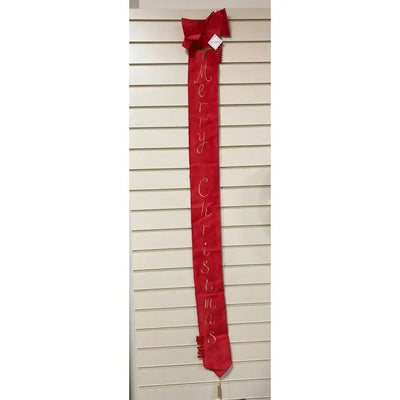 Christmas Holly Card Bow With Gold Tassels 30 x 180cm -