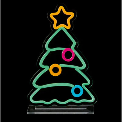 Christmas Tree Table Top Lit Neon Sign 25cm - Seasonal >>