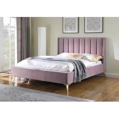 Clara Luxury Plush Fabric Bed - Pink or Grey Available - 3ft