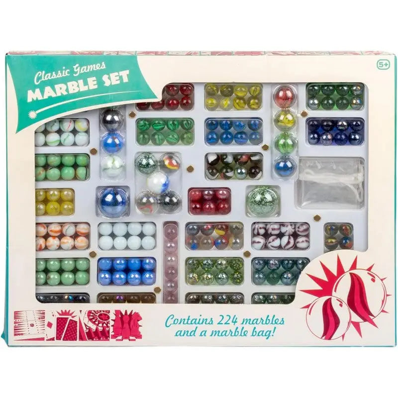 Classic Games Full Marble Set Inc 224 Marbles - Toys