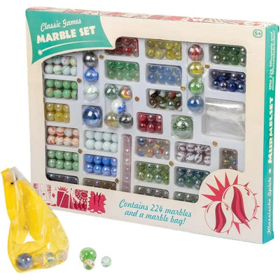 Classic Games Full Marble Set Inc 224 Marbles - Toys