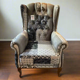 Clio Arm Chair - Patchwork Multi Colour / Grey - Grey -