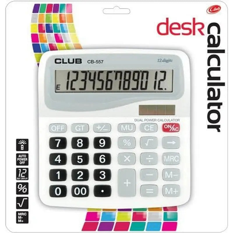 Club Large Student Solar Powered Desk Calculator