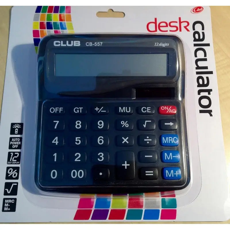 Club Large Student Solar Powered Desk Calculator