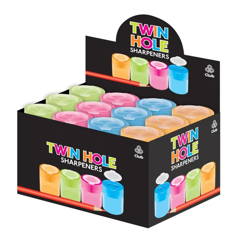 Club Round Cylinder Plastic Twin Hole Sharpener - One Sent