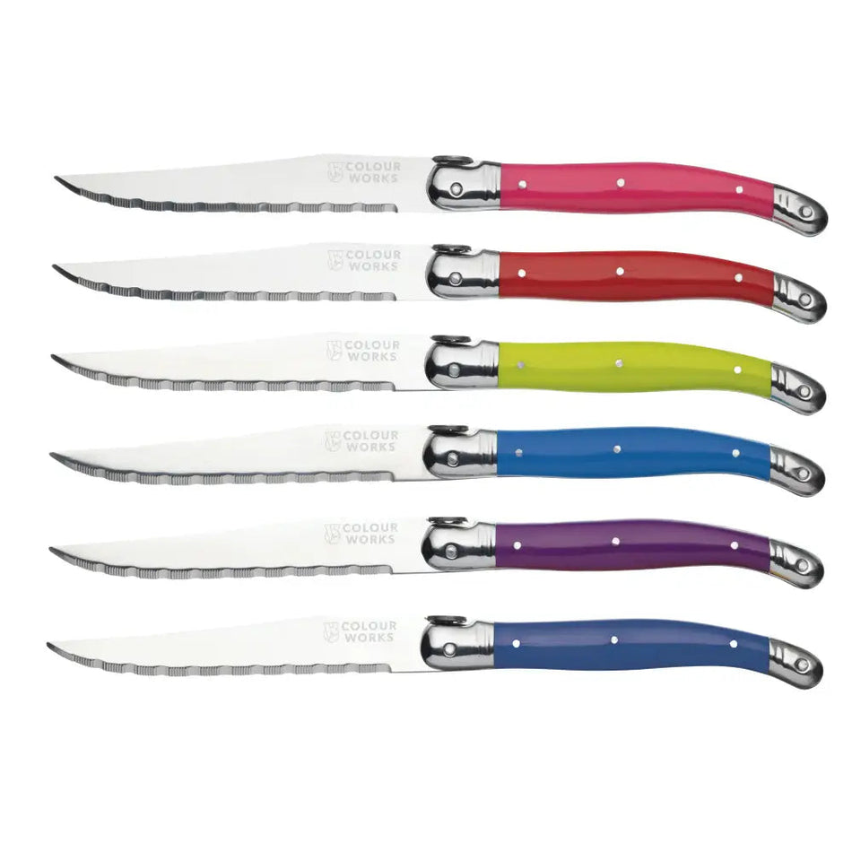 Colourworks 6 Piece Steak Knife Set - Multi-Coloured -