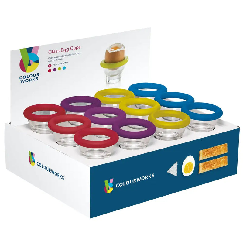 Colourworks Glass Egg Cup Silicone Ring Cushion - Assorted