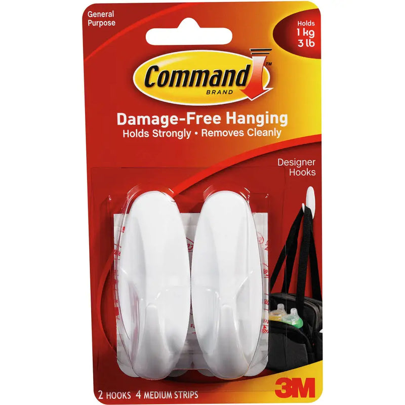 Command 2Xmedium Designer Hooks White General Purpose 1.3Kg