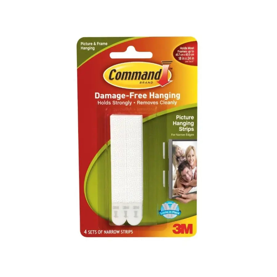 Command Narrow Picture Hanging Strips 4x2 White Strips Max
